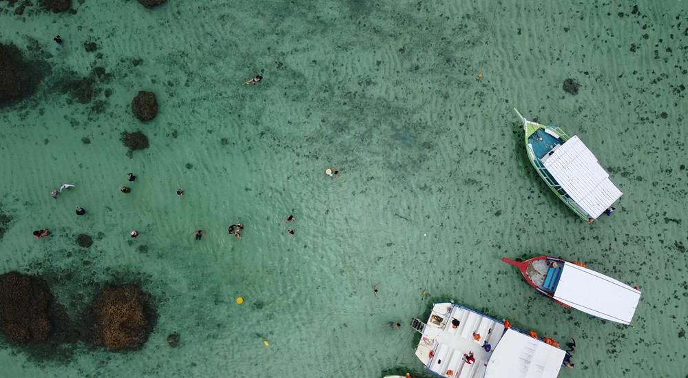 Vista aérea das piscinas naturais de Paripueira - Vasni Soares/TV Pajuçara