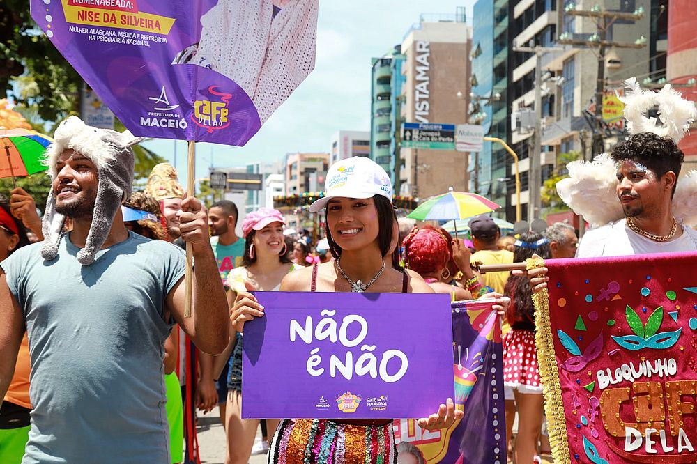 Foliões brincaram e também pregaram conscientização - Foto: Itaciara Albuquerque/TNH1